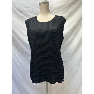 Nicola Woman Black Sleeveless Top Textured Scrunchy 2XL
